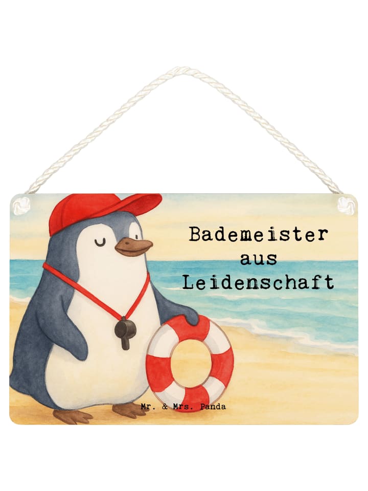 Schild Bademeister Leidenschaft Design mit Spruch in Weiß