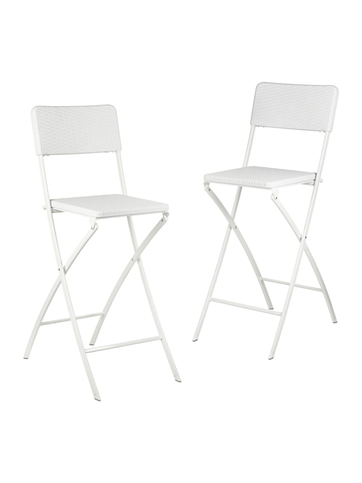 2 x Barhocker in Weiß - (B)44 x (H)115 x (T)63 cm