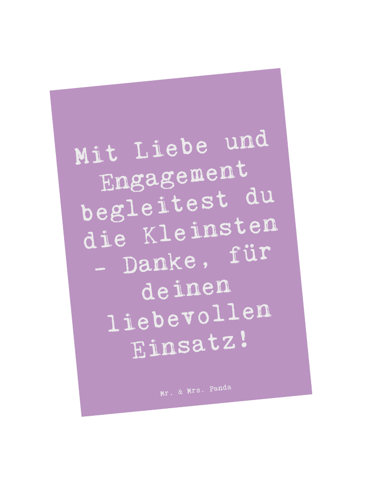 Postkarte Spruch Liebevolle Erzieher mit Spruch in Lavendeltraum