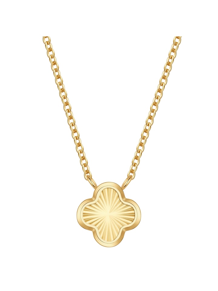 Halskette Kleeblatt aus Edelstahl in gelbgold