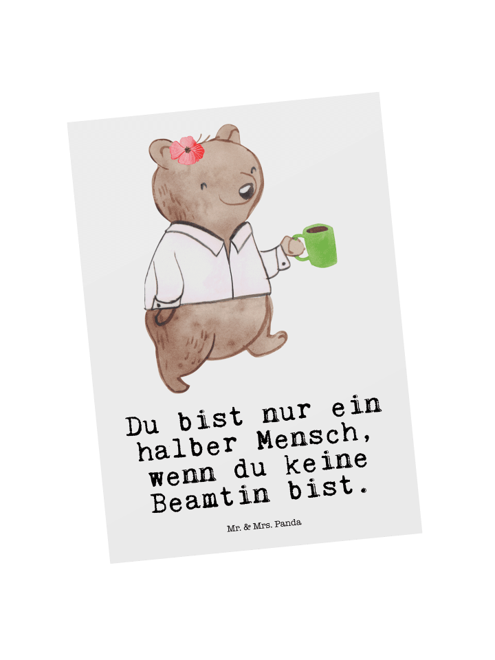 Postkarte Beamtin Herz mit Spruch in Weiß