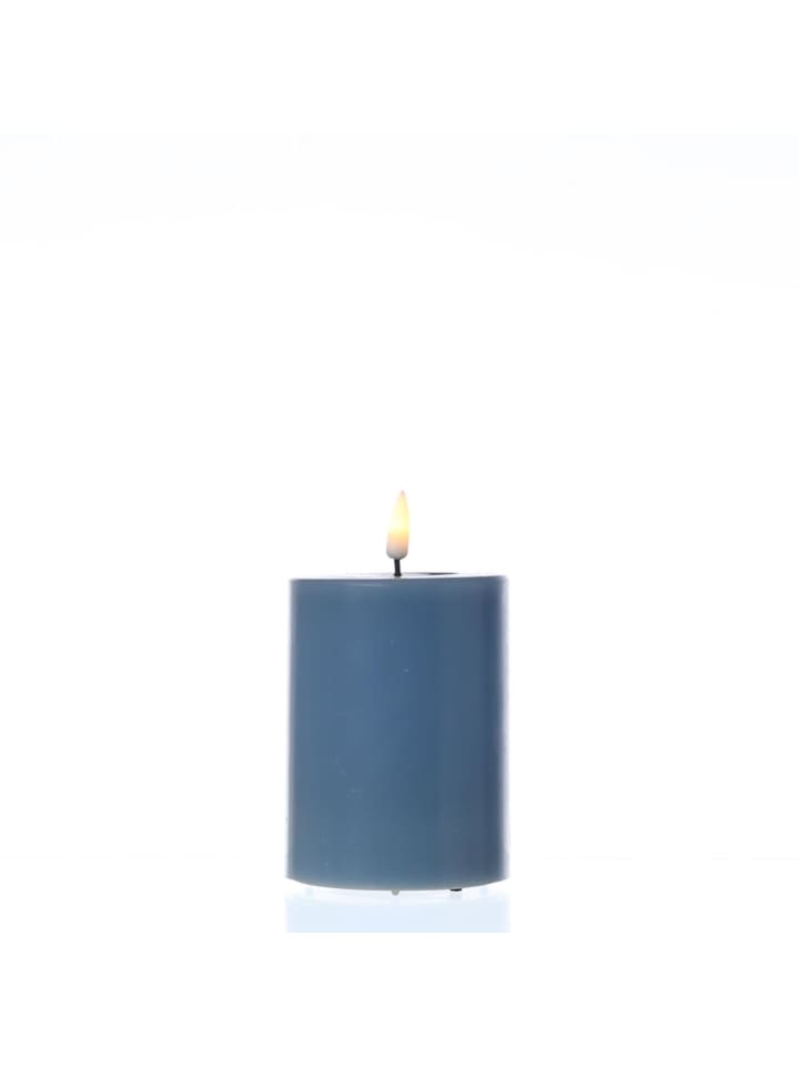 LED Kerze Mia Echtwachs flackernd H: 10cm D: 7,5cm in blau
