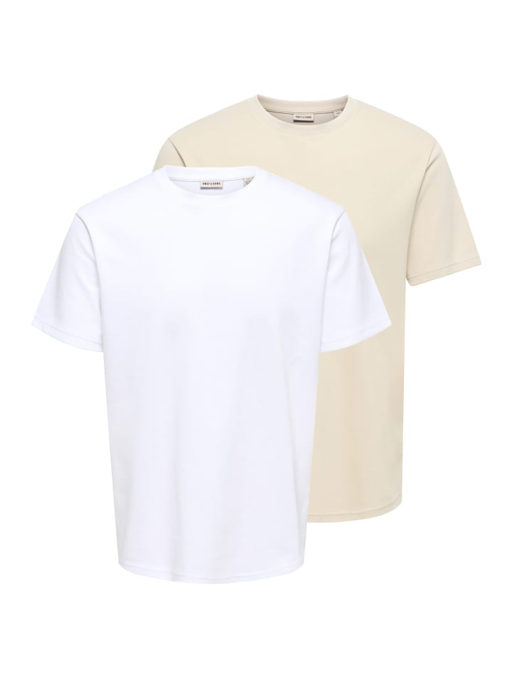 T-Shirt Caspian in Weiß / beige