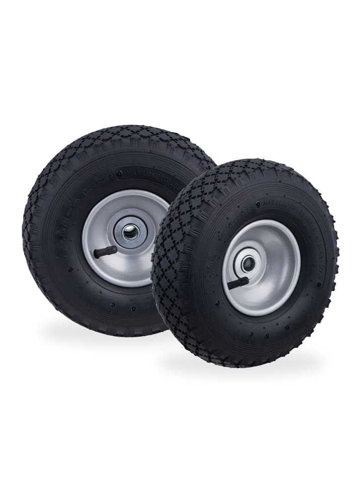 2 x Sackkarrenrad in Schwarz/Grau - 3.00-4