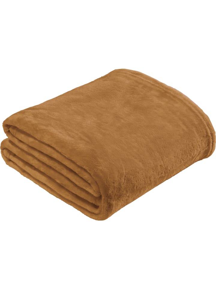 Fleece, Microfaser Wohndecke Amarillo in cognac