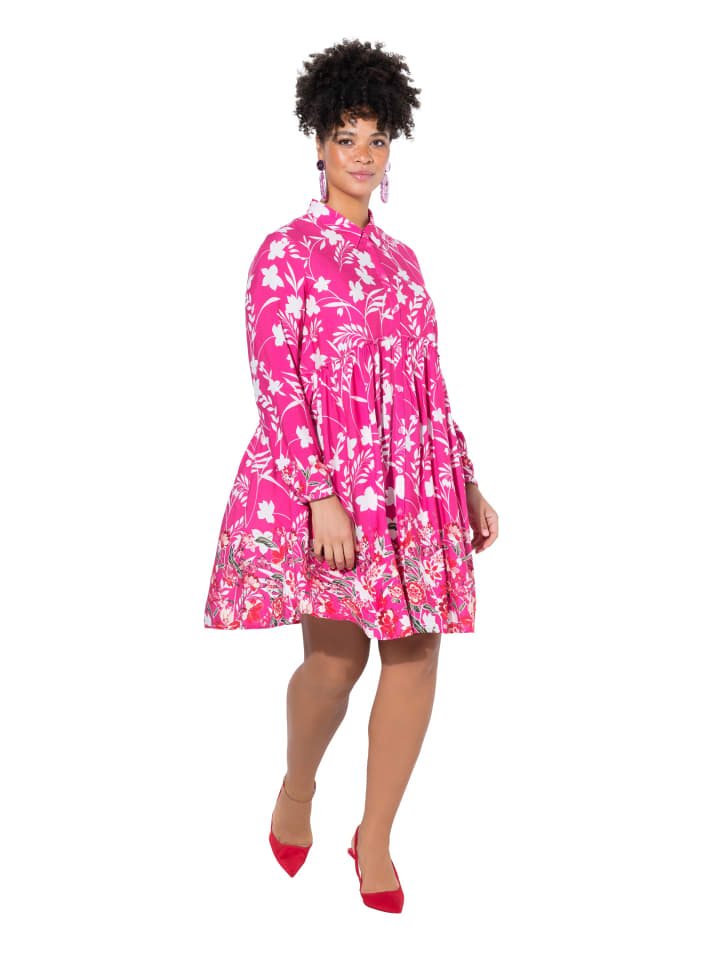 Hemdbluse in hibiskuspink