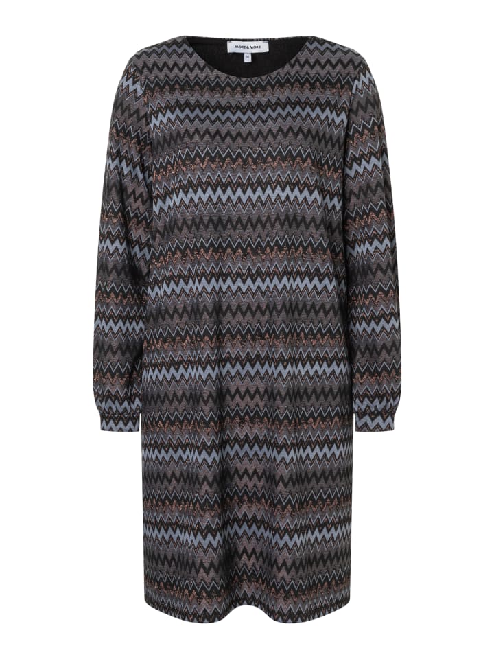 gemustertes, weites Shirt-Schlupfkleid in lurex zickzack