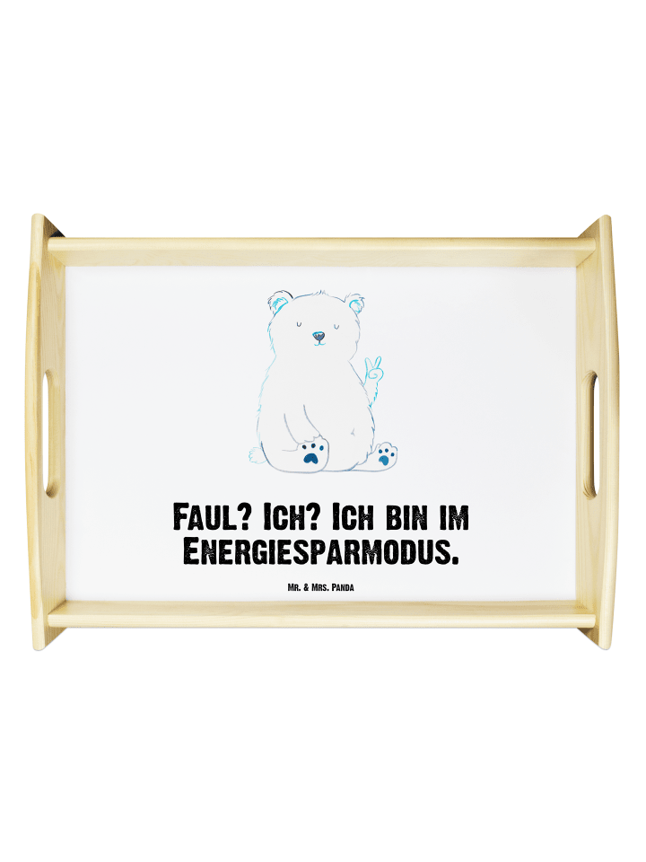 Servierplatte Eisbär Faul mit Spruch in Weiß