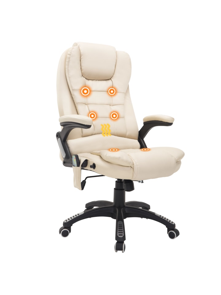 Massagesessel in Cremeweiß 62L x 68B x 121H cm