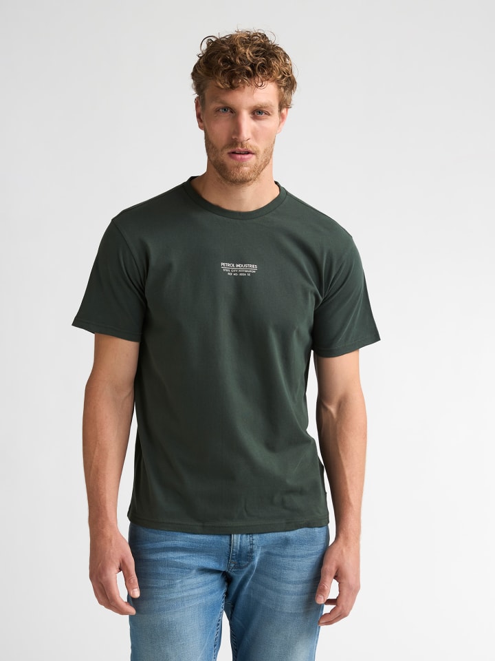 Baumwoll-T-Shirt mit Grafik-Print foster in Grün