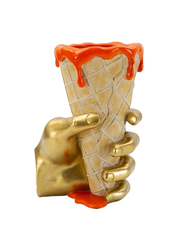 Mehrfarbige, eistütenförmige Blumenvase, 18 x 16 x 26 cm