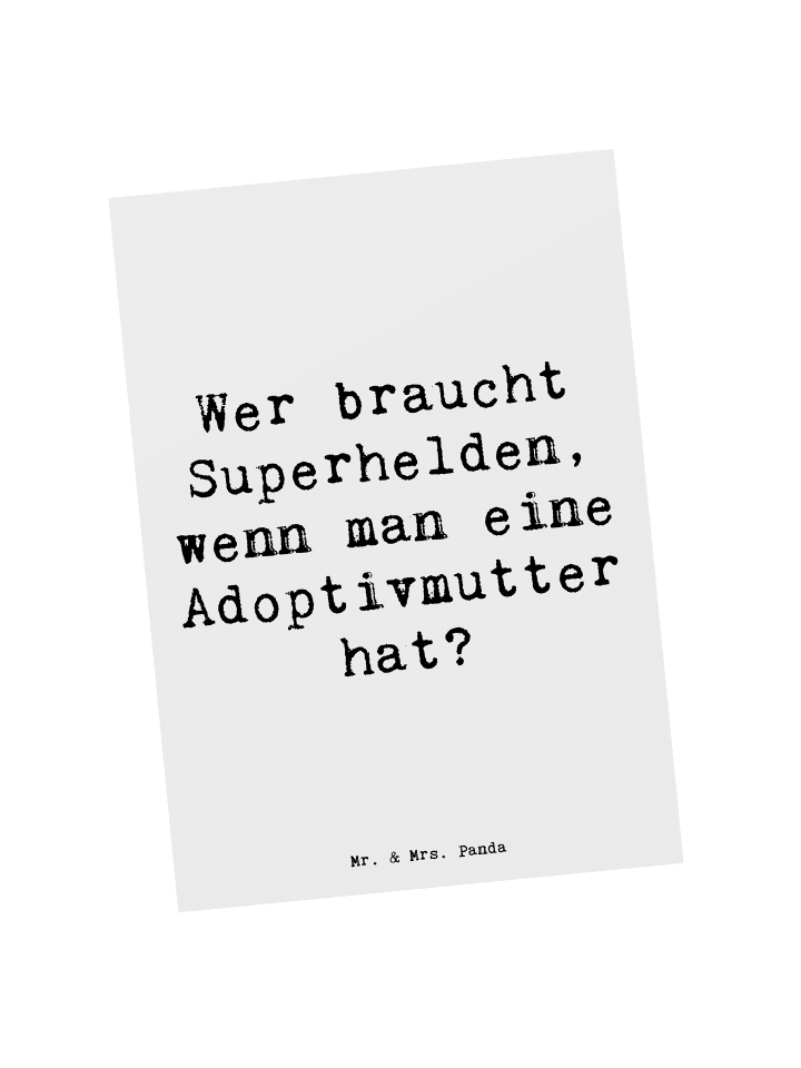 Postkarte Adoptivmutter Heldin mit Spruch in Weiß