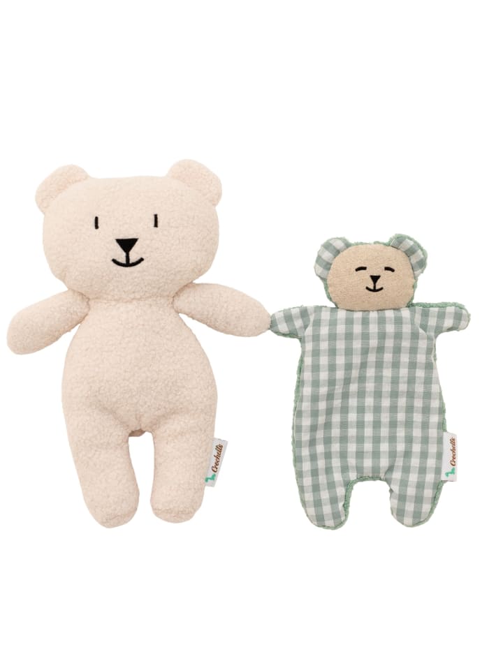 Teddy-Bär-Set in Mintgrün / Weiß – (B)26 x (H)31 x (T)7 cm
