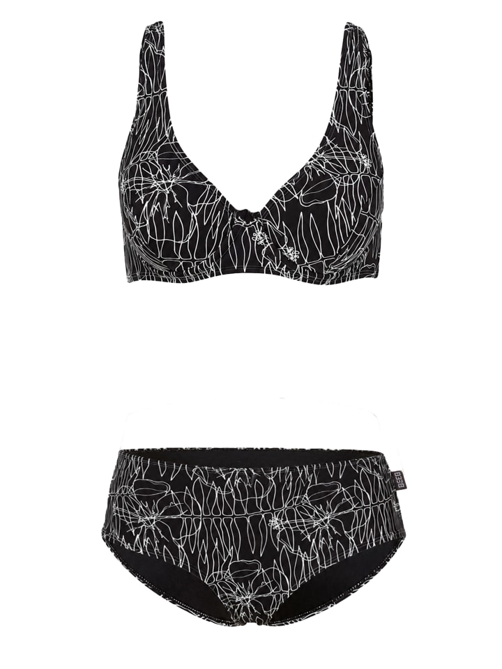Bikini Flower Lines in schwarz