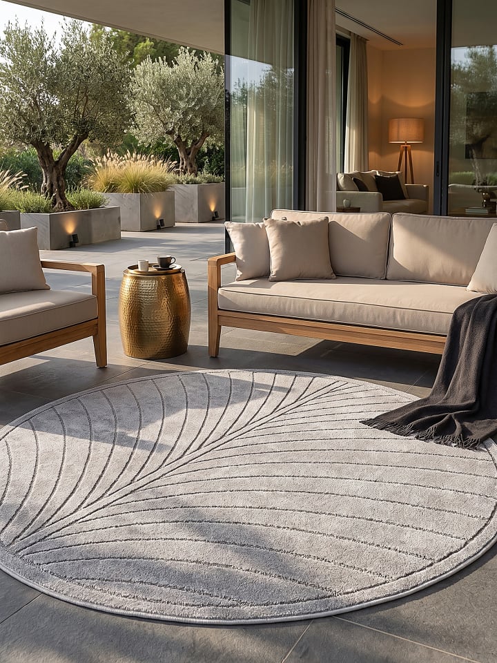 Outdoorteppich ENGADIN modern Schlafzimmer Esszimmer Diele in Silbergrau