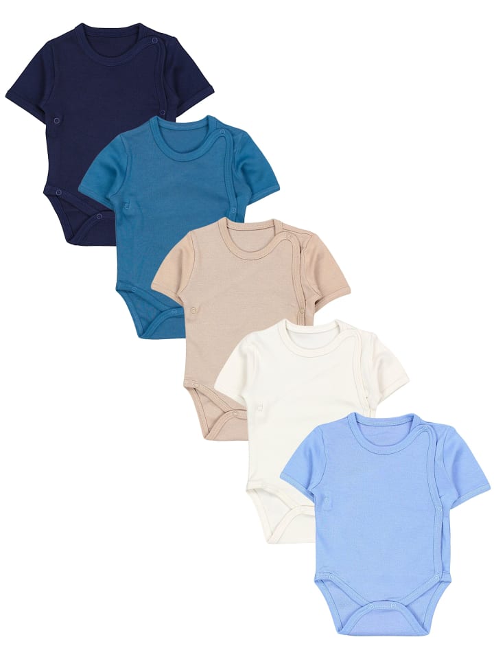 Baby Jungen Kurzarm Wickelbody 5er Set in beige Modell 1