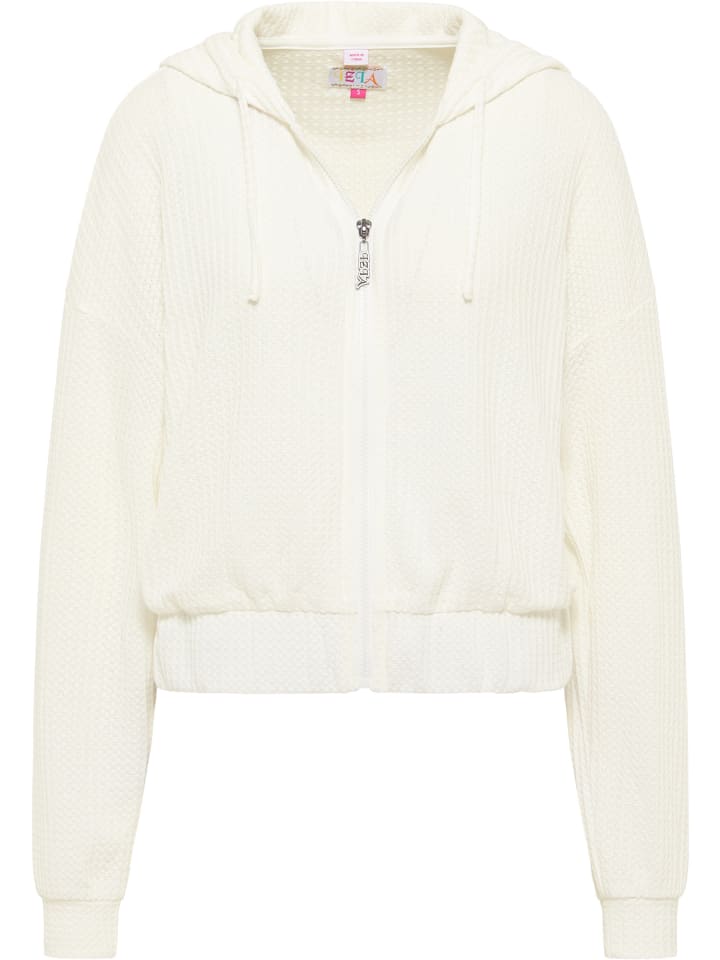 Damen Kapuzensweatjacke in Wollweiss