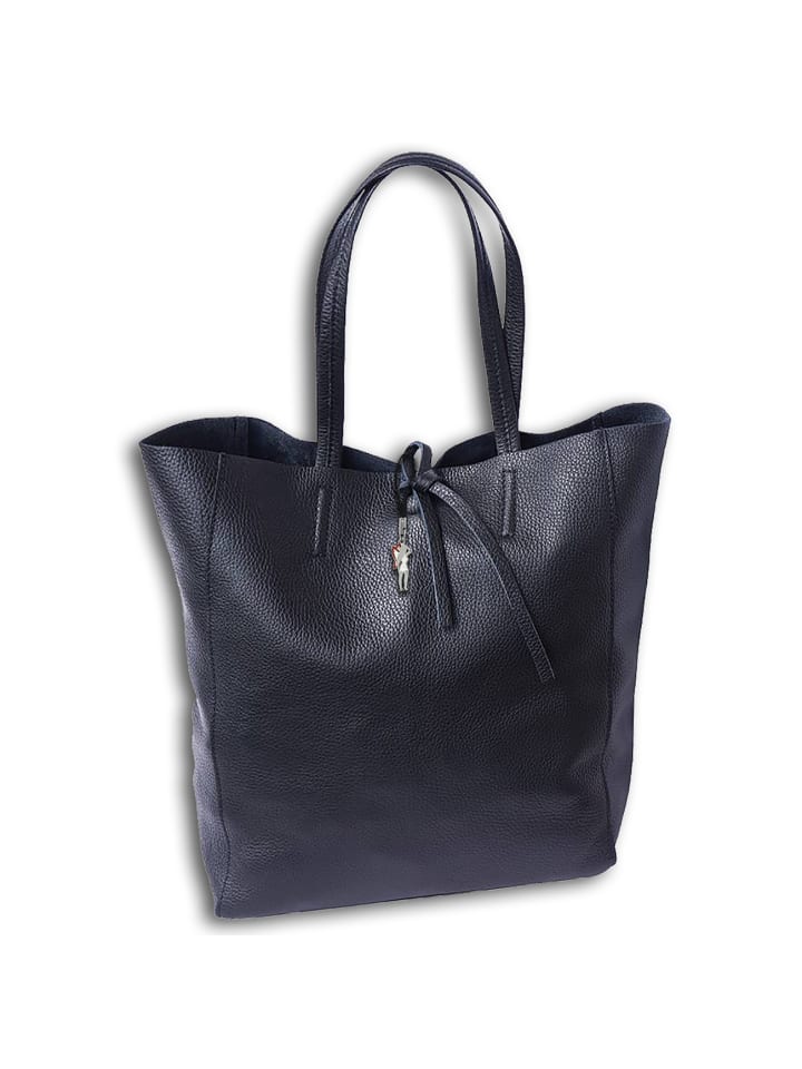 Leder Shopper, Schultertasche Florence Tasche schwarz ca. 30cm