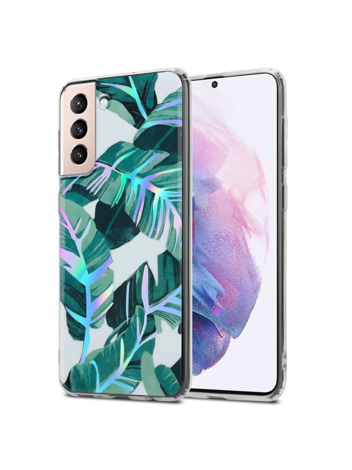Hülle für Samsung Galaxy S21 PLUS Blumen Muster in BANANENBLÄTTER