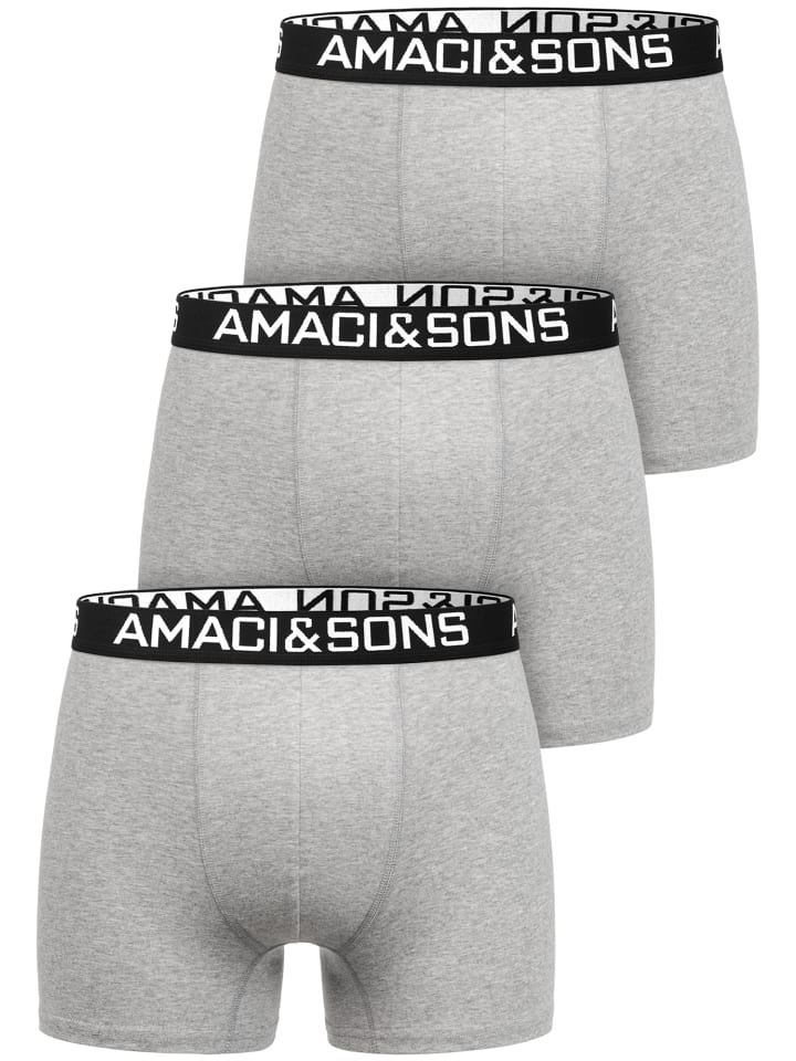 3er Pack Boxershorts DUSTIN in Hellgrau/Schwarz
