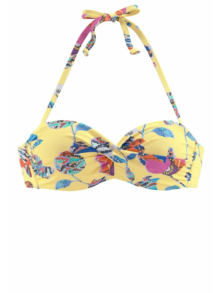 Bügel-Bandeau-Bikini-Top in gelb-bunt
