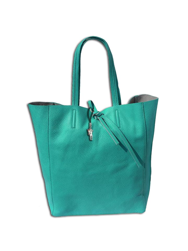 Florence Shopper, Schultertasche Leder türkis ca. 30cm