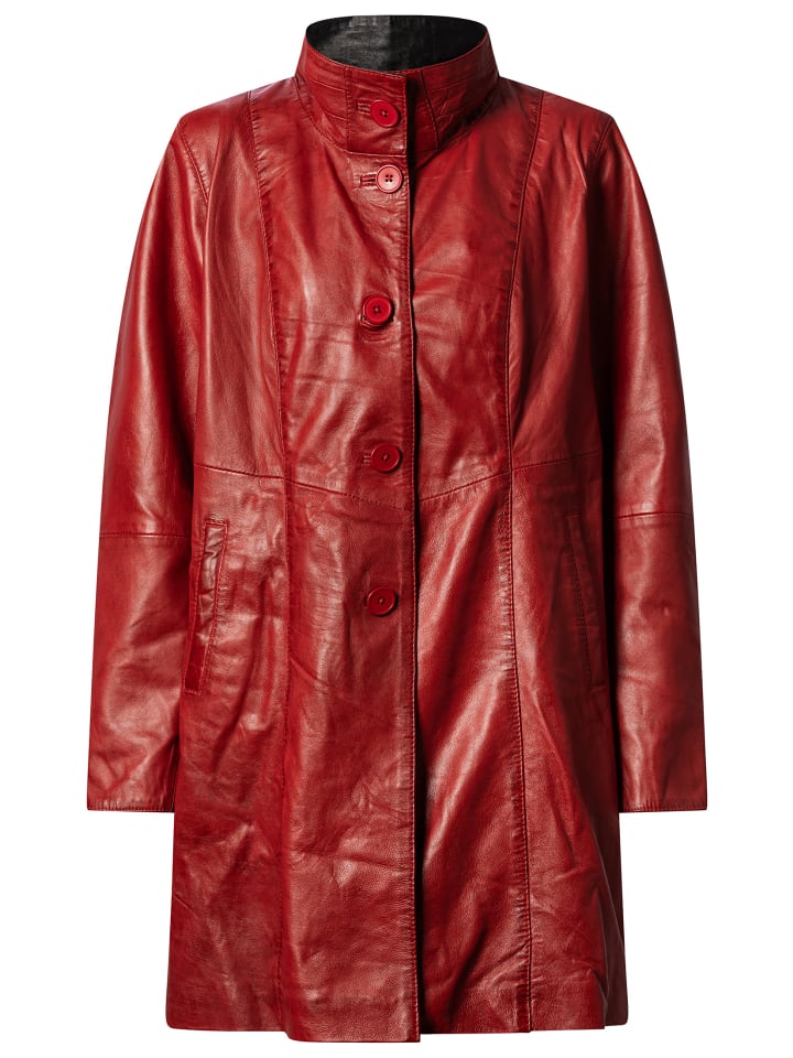 Damen Ledermantel in rot