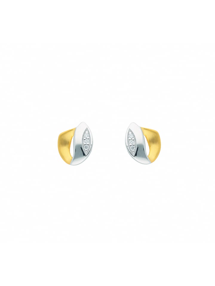 Damen 333 Gold Ohrringe / Ohrstecker mit Zirkonia in gold