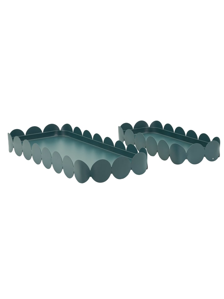 Leere, türkisfarbene Metalltaschen, 2er-Set, 40×16,5×4,5 cm – 29×12×4,5 cm