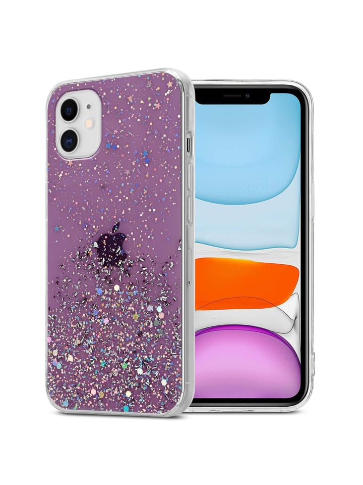 Hülle für Apple iPhone 11 PRO MAX Glitter in Lila mit Glitter