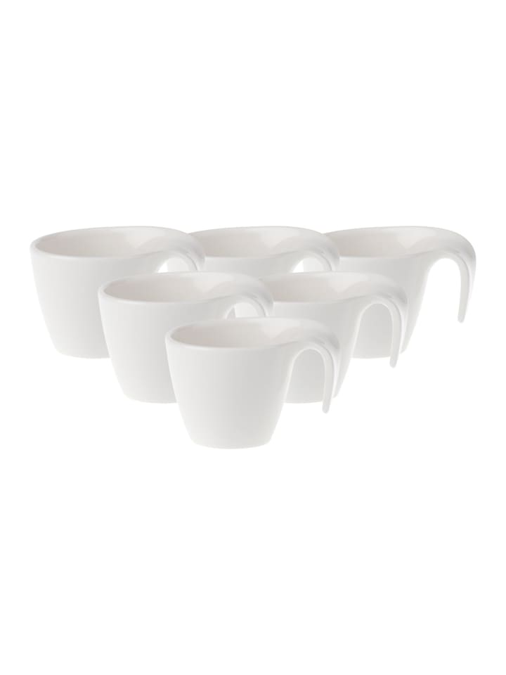 6er Set Mokka-/Espressotassen Flow in Weiß 100 ml