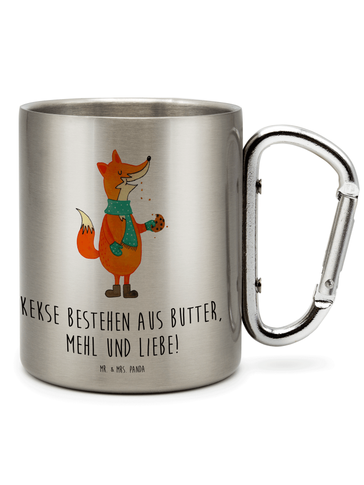 Kaffeebecher Fuchs Keks mit Spruch in Silber