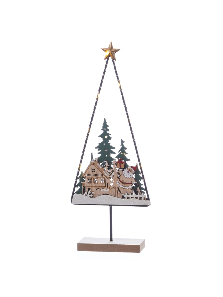 LED Dekoleuchte SANTAS HOUSE 33cm in braun
