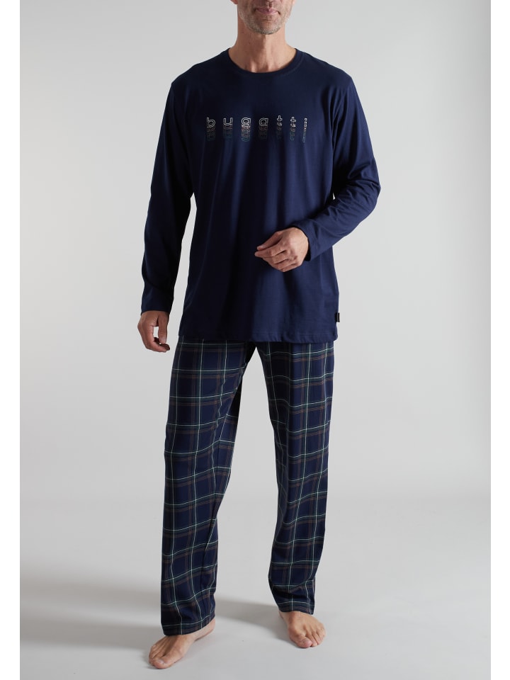 Pyjama Genua in blau-dunkel-Karo