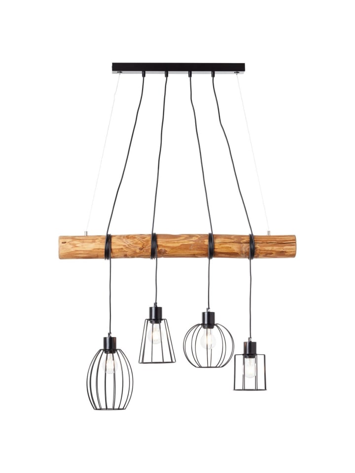 Pendelleuchte, 4-flammig Keyla 140x90x12 cm in schwarz/holz