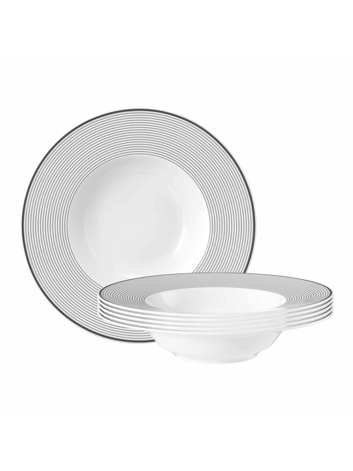 6er Set Suppenteller No Limits Moments in Weiß-Grau ø 23,7 cm