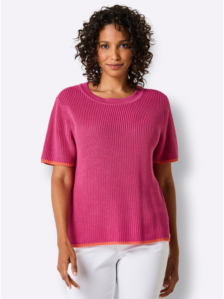 Lyocell-Baumwoll-Pullover in fuchsia