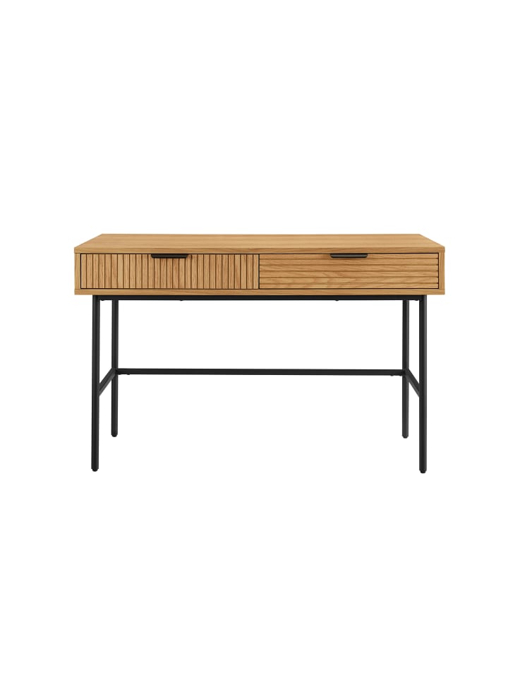 Schreibtisch 120x60 cm mit 2 Schubladen aus Eiche Echtholzfurnier in Natur