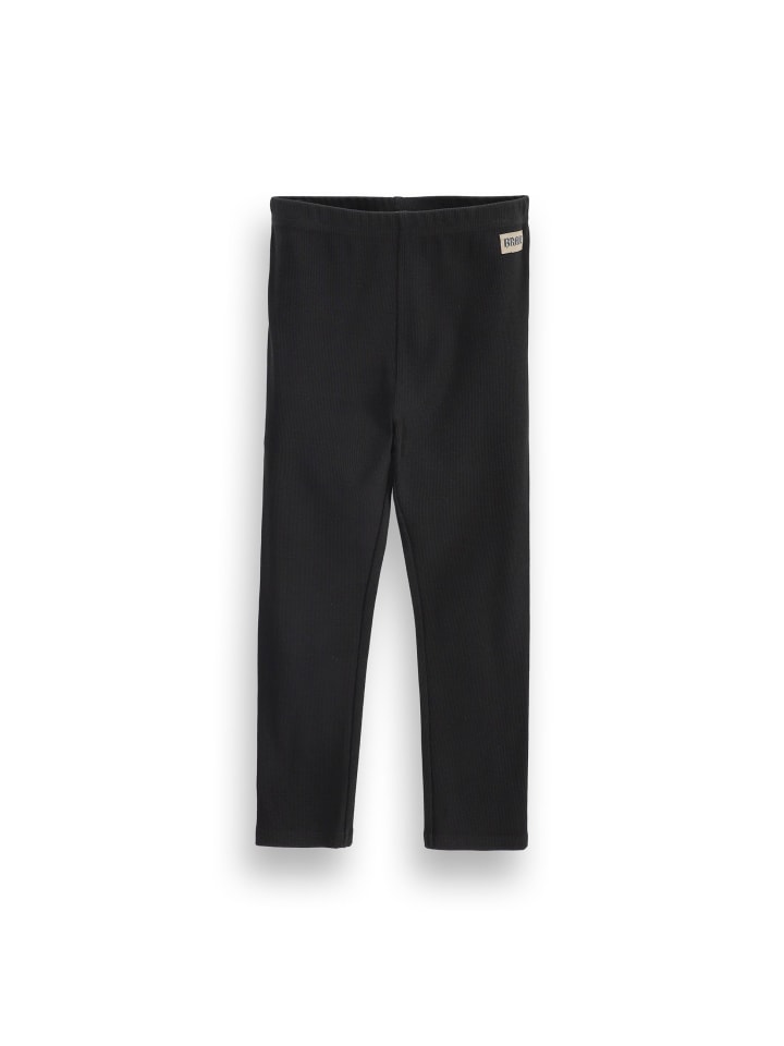 Gerippte Leggings mit langem Bein in schwarz