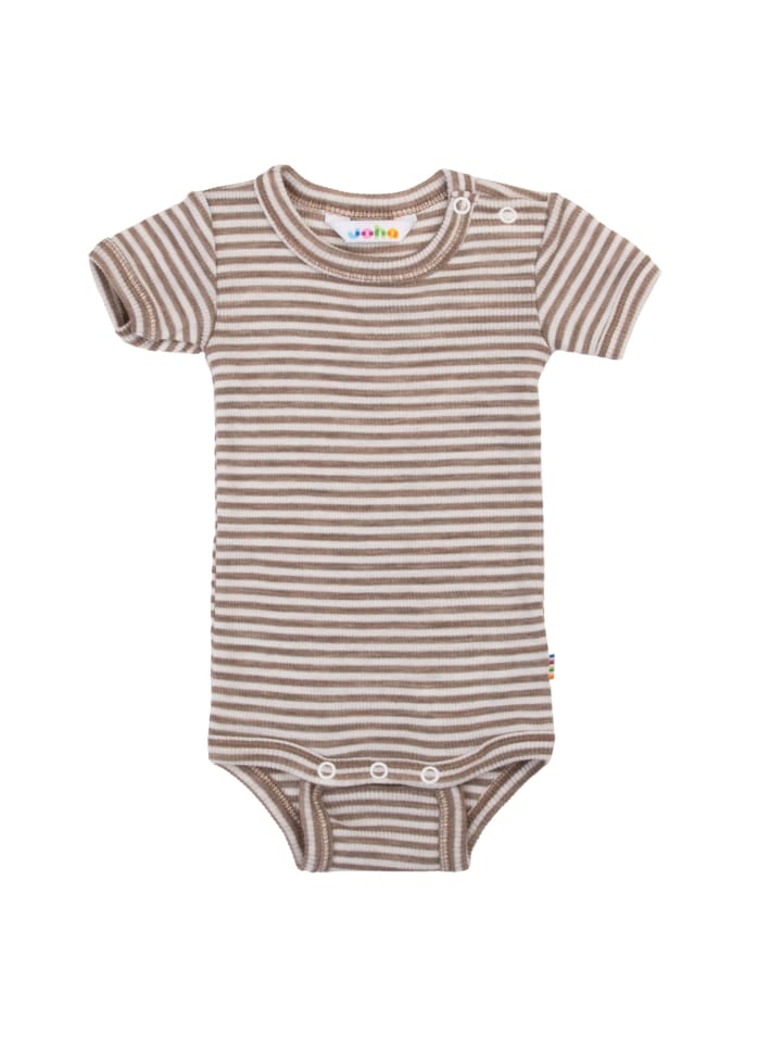 Kurzarmbody Merinowolle/Seide in dark beige