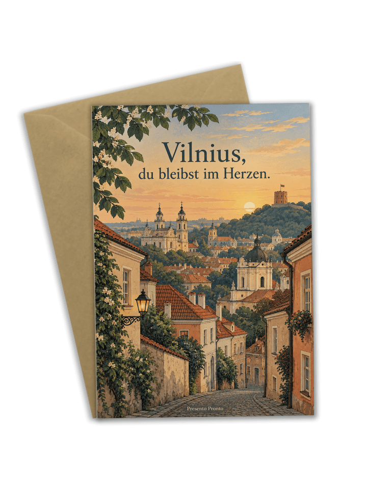 Grußkarte Altstadt stimmungsvoll Design mit Spruch in Weiß