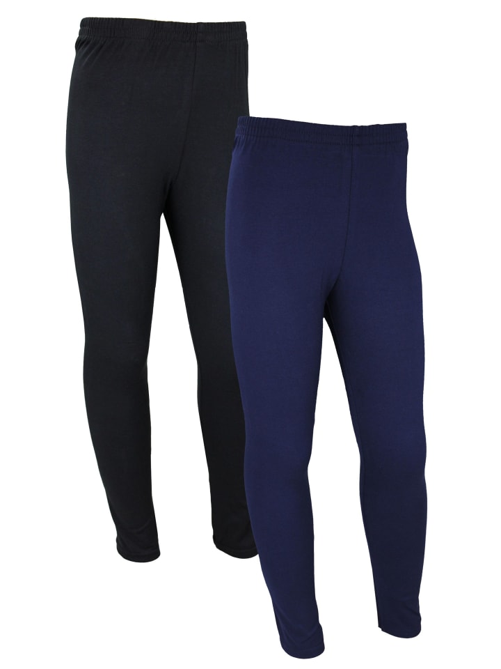 Mädchen Lange Leggings 2er Pack in dunkelblau