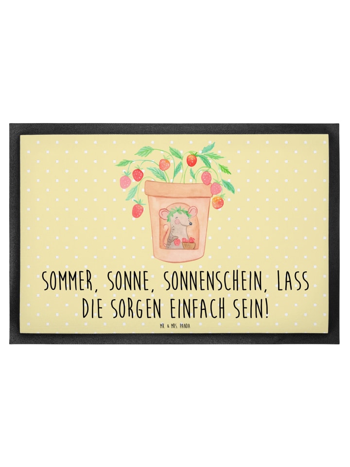 Schmutzfangmatte Sommerfreude mit Spruch in Gelb Pastell