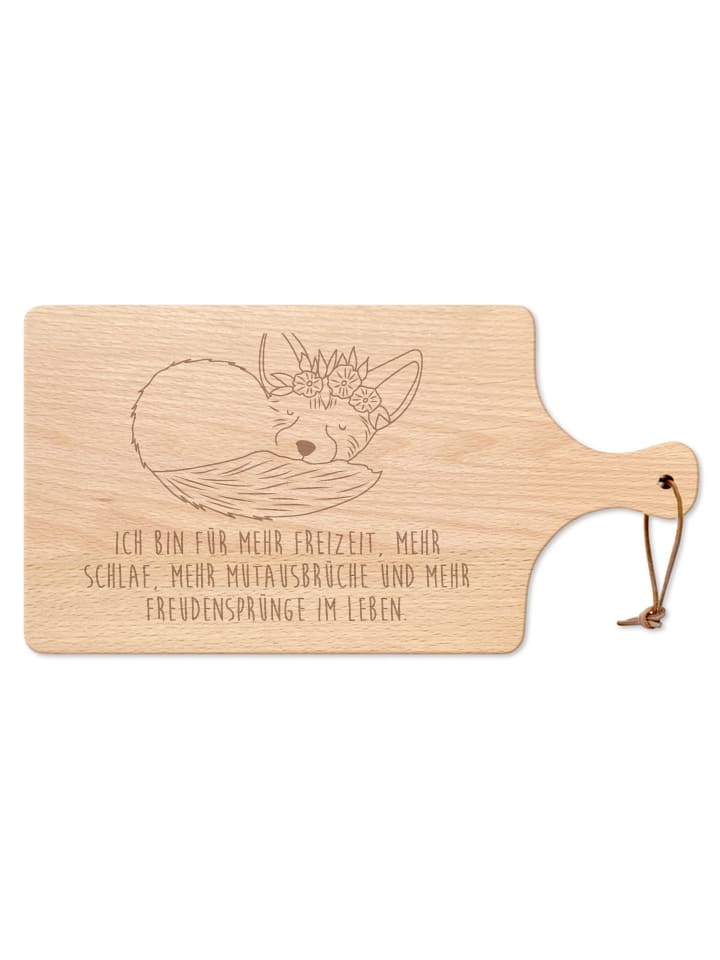 Schneidebrett Wüstenfuchs Blumen mit Spruch in Transparent