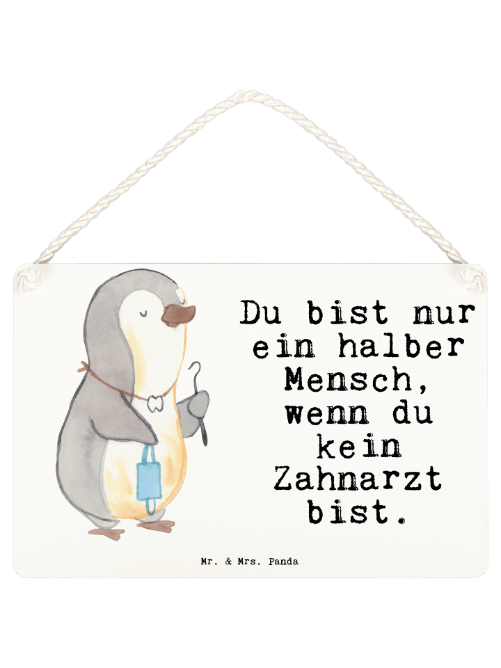 Schild Zahnarzt Herz mit Spruch in Weiß