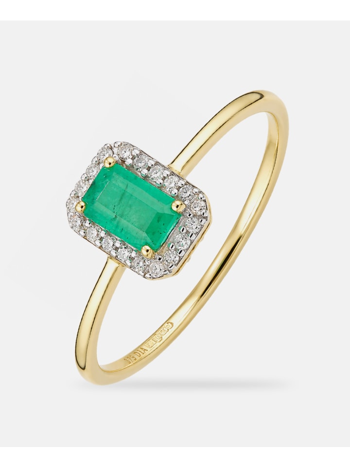 Ring, mit Smaragd, 375 Gelbgold