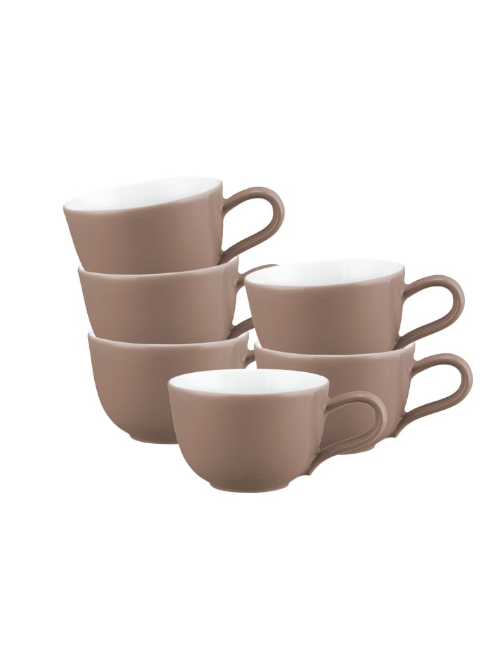 6er Set Kaffeetassen Liberty Pure Colors in Cocoa Brown 260 ml