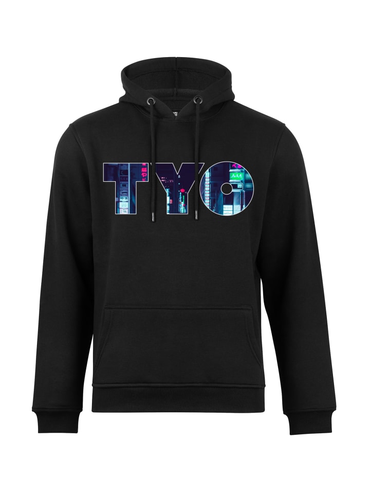 Hoodie Skyline Tokio - Weltenbummler Kollektion in Schwarz