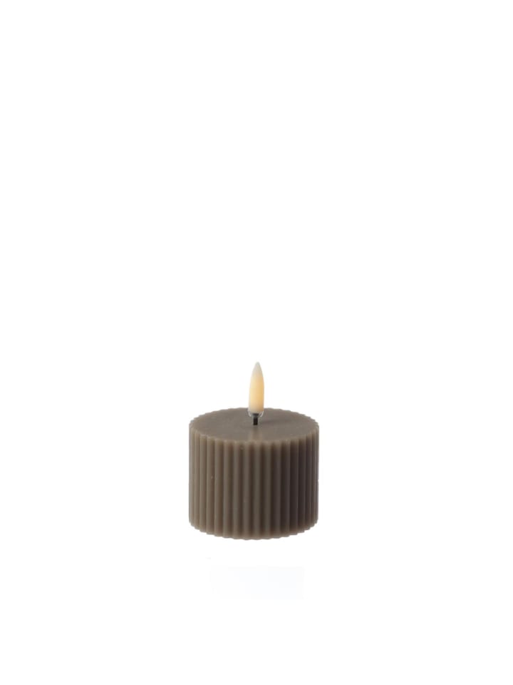 LED Mini Kerze Thea Uyuni mit Rillen Timer bis 400Std. H: 4,5cm in sandfarben