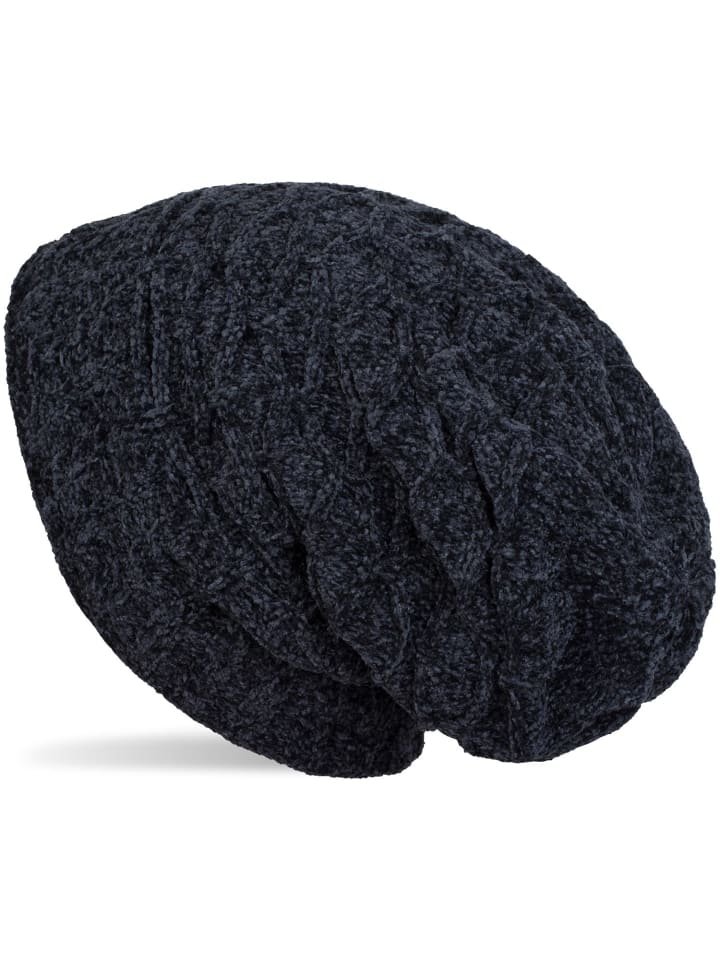 Strick Beanie Mütze in Midnight-Blue / Dunkelblau